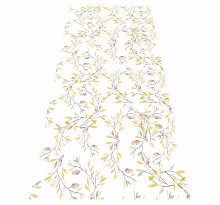 Alfombra vinílica flores diseño acuarela hojas verdes - TenVinilo