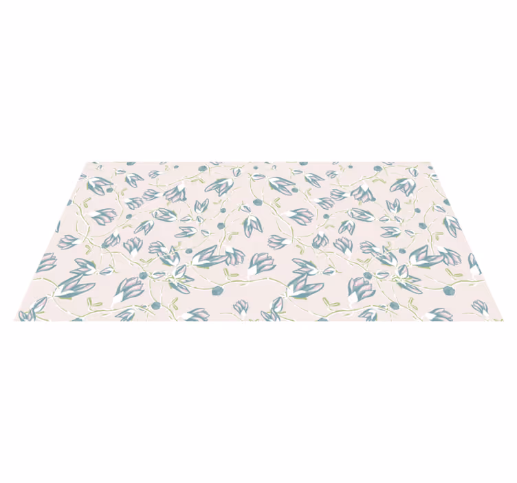 Alfombra vinílica flores patrón de hojas y flores - TenVinilo