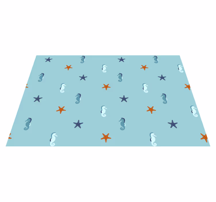 Alfombra vinílica flores caballito de mar y estrella - TenVinilo