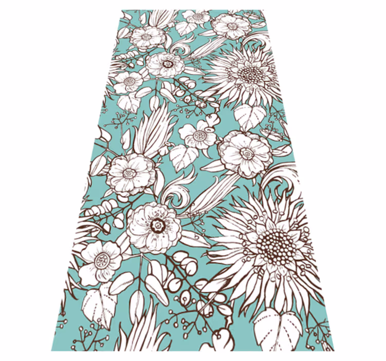 Alfombra vinílica flores patrón de pantalla floral - TenVinilo