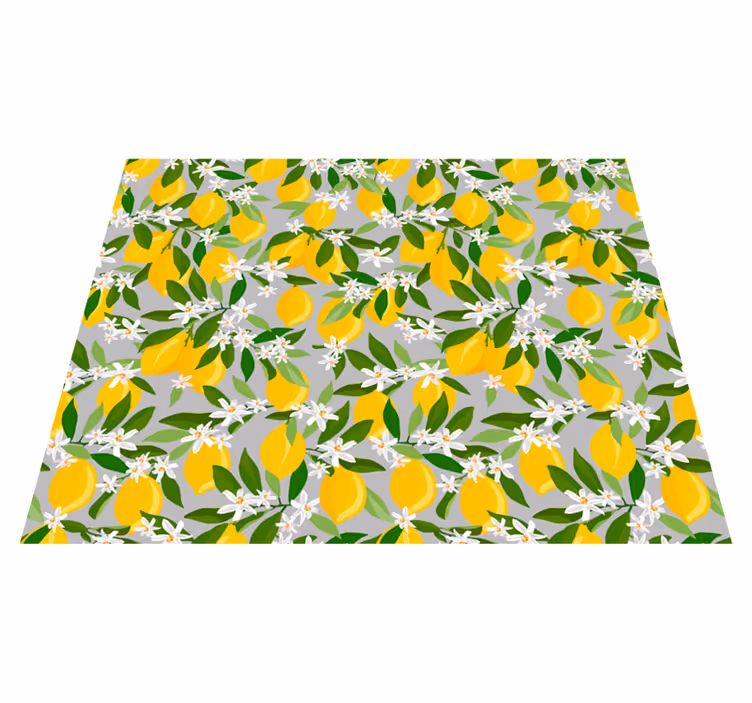 Alfombra vinílica dormitorio patrón de flores de limón - TenVinilo