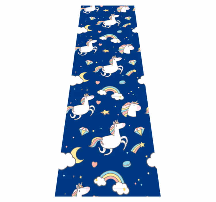 Alfombra vinílica de estrellas unicornio y arcoíris - TenVinilo