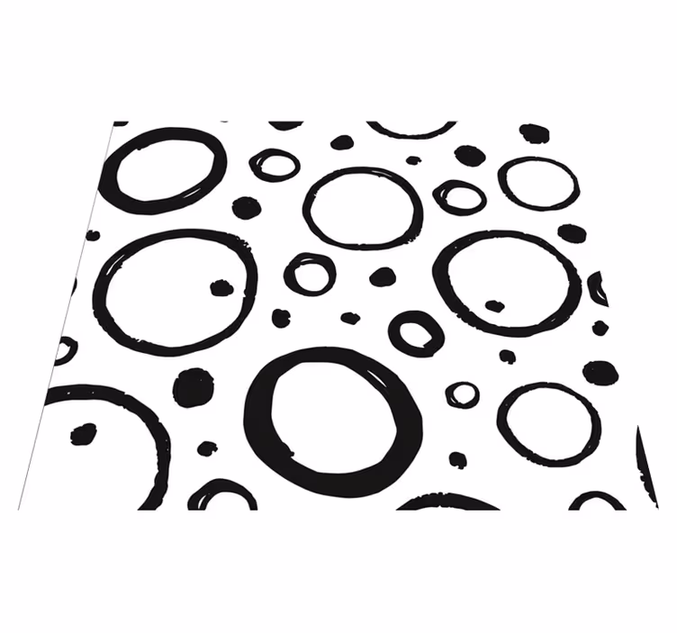 Alfombra vinílica geométrica diseño circular blanco y negro - TenVinilo
