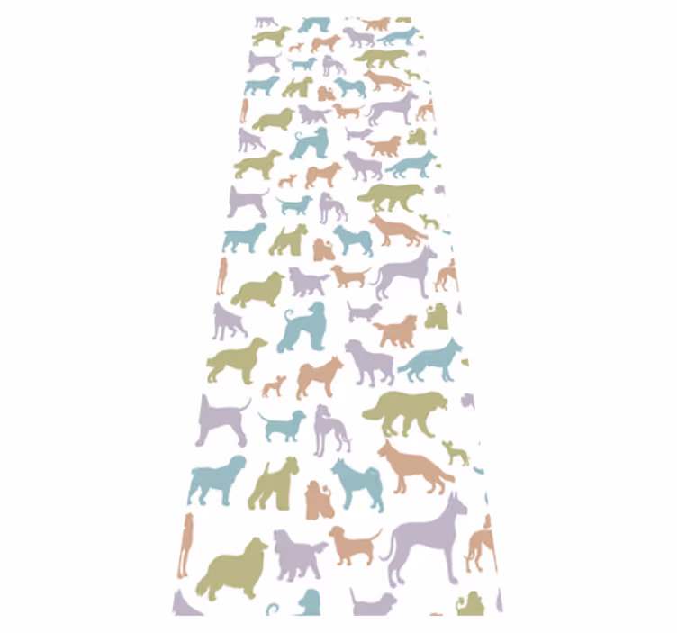 Alfombra vinílica dormitorio siluetas de perros pasteles - TenVinilo
