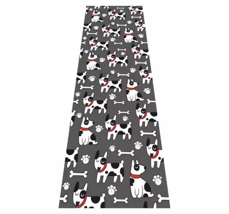 Alfombra vinílica dormitorio perro blanco y negro - TenVinilo