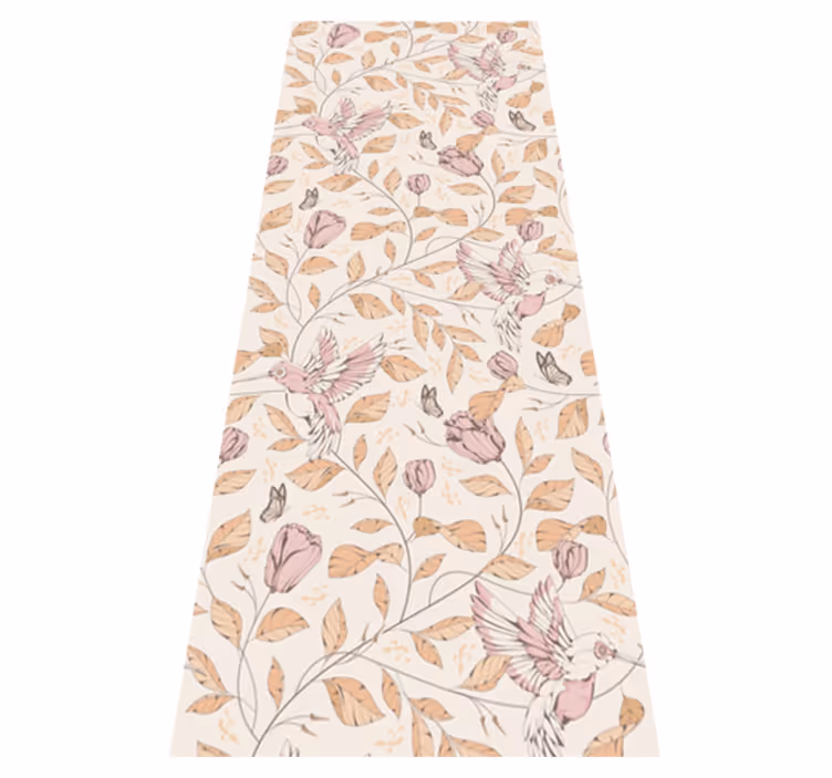 Alfombra vinílica dormitorio diseño tulipanes beige - TenVinilo