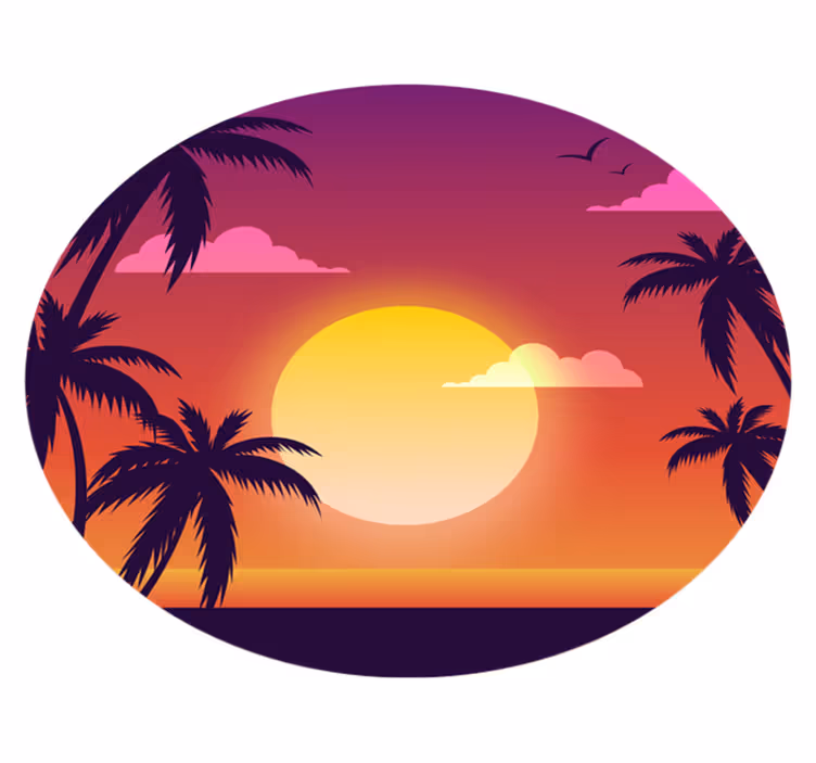 Alfombra vinílica naturaleza atardecer de los 70 - TenVinilo