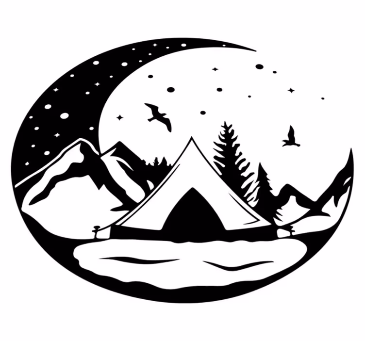Alfombra vinílica naturaleza montañas y noche lunar - TenVinilo