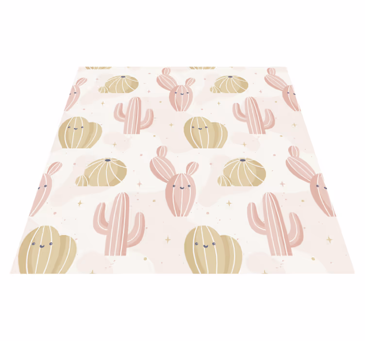 Alfombra vinílica naturaleza diseño de cactus lindo - TenVinilo