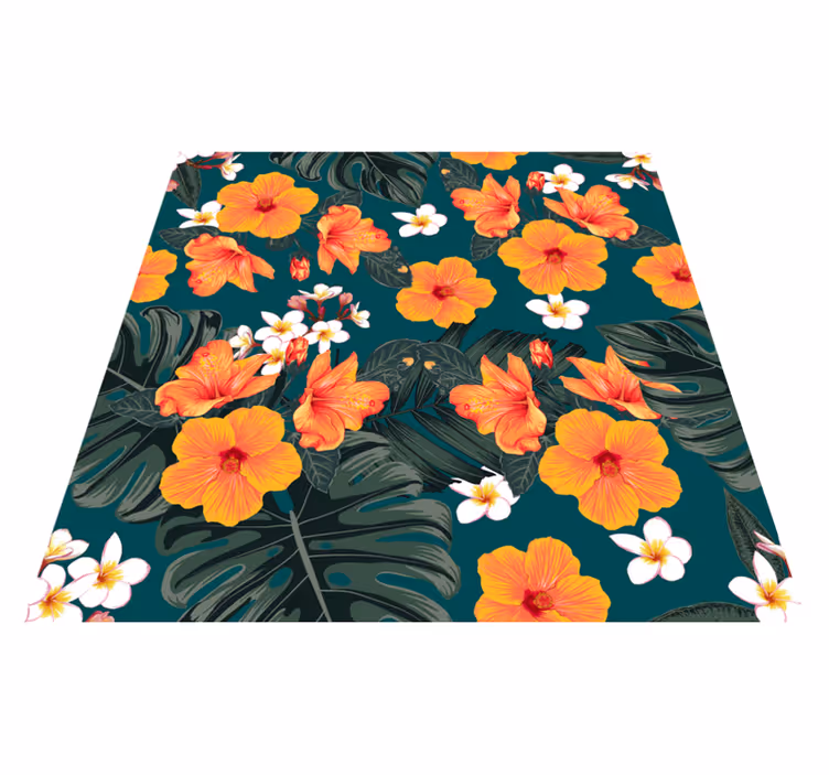 Alfombra vinílica naturaleza composición exótica floral - TenVinilo