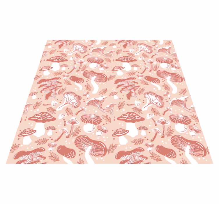 Alfombra vinílica flores setas del bosque sobre fondo beige - TenVinilo