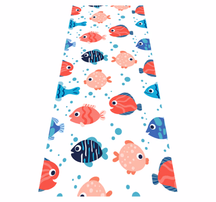 Alfombra vinílica dormitorio peces rosa y azul - TenVinilo
