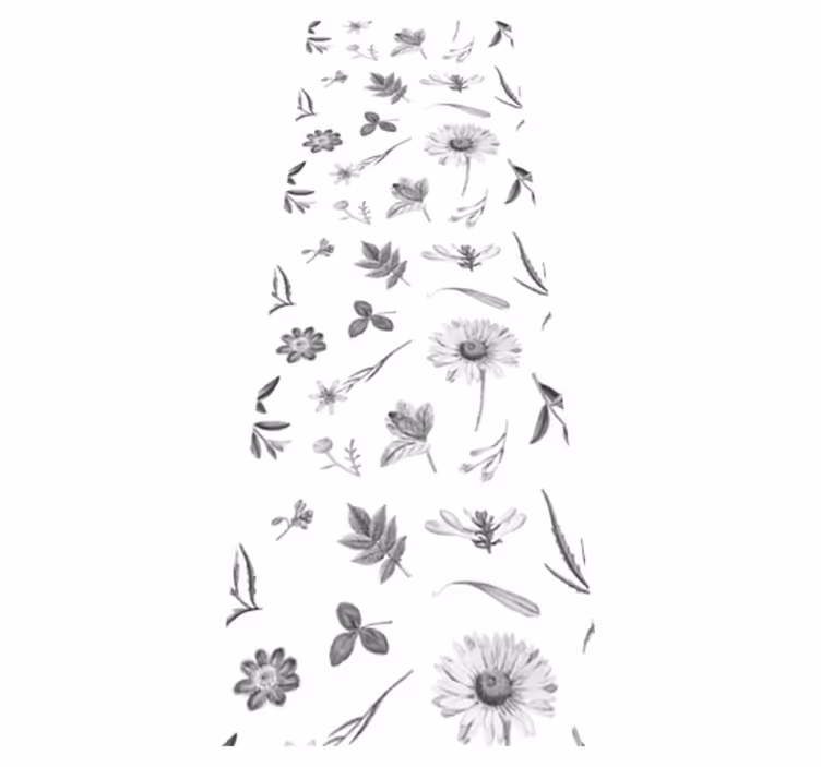 Alfombra vinílica dormitorio flores grises primavera - TenVinilo