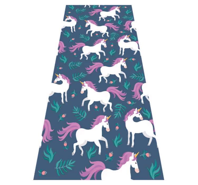 Alfombra vinílica dormitorio patrón plano de unicornio azul - TenVinilo