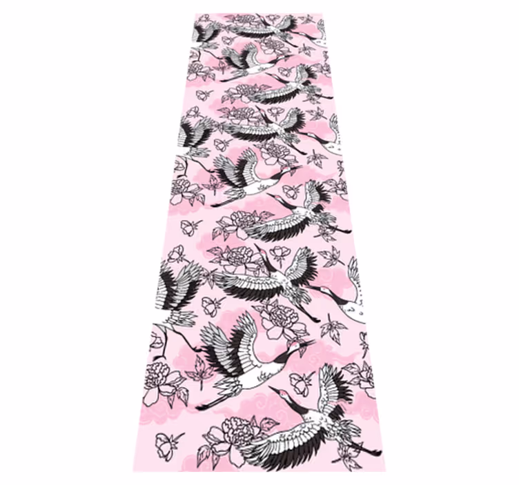 Alfombra vinílica dormitorio pájaros modernos rosa - TenVinilo