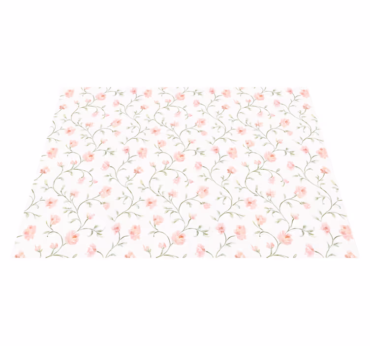 Alfombra vinílica dormitorio flor botánica rosa - TenVinilo