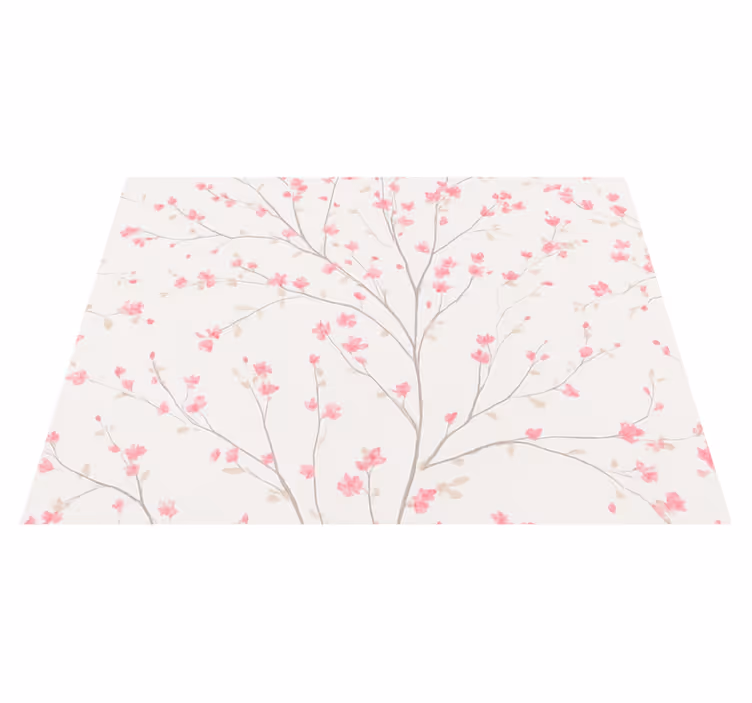 Alfombra vinílica dormitorio Árbol con pequeñas flores rosas - TenVinilo
