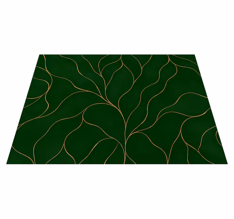 Alfombra vinílica dormitorio textura mármol verde y dorado - TenVinilo
