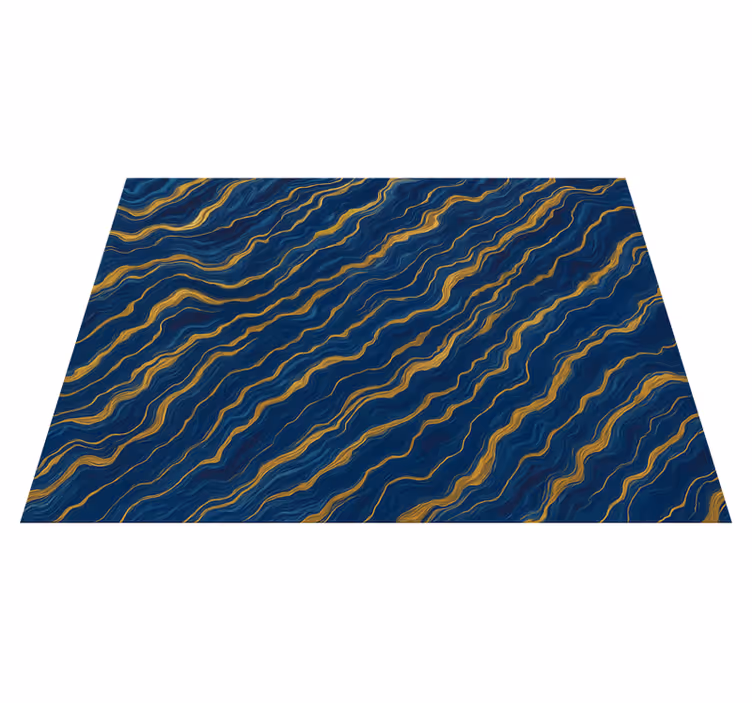 Alfombra vinílica dormitorio efecto mármol azul y oro - TenVinilo