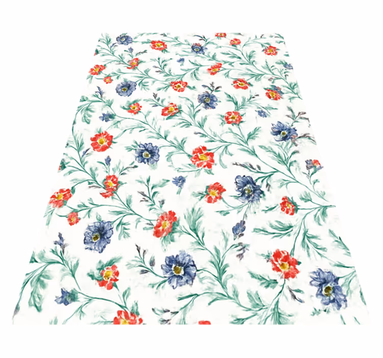 Alfombra vinílica dormitorio diseño flores retro - TenVinilo