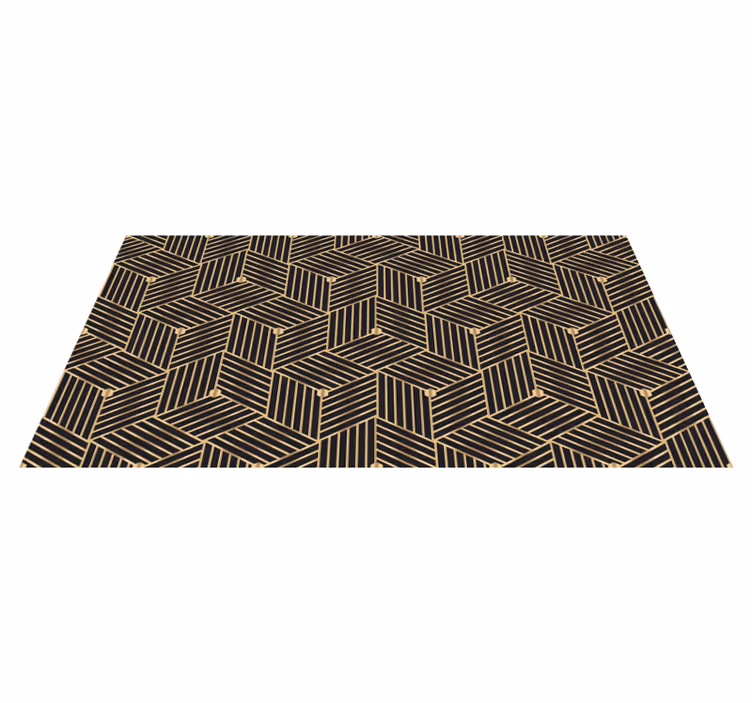 Alfombra vinílica geométrica patrón decorativo dorado - TenVinilo