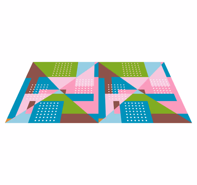 Alfombra vinílica geométrica en patrón pastel - TenVinilo