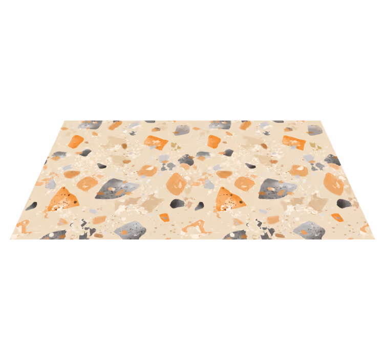 Alfombra vinílica geométrica patrón terrazo monocromático - TenVinilo