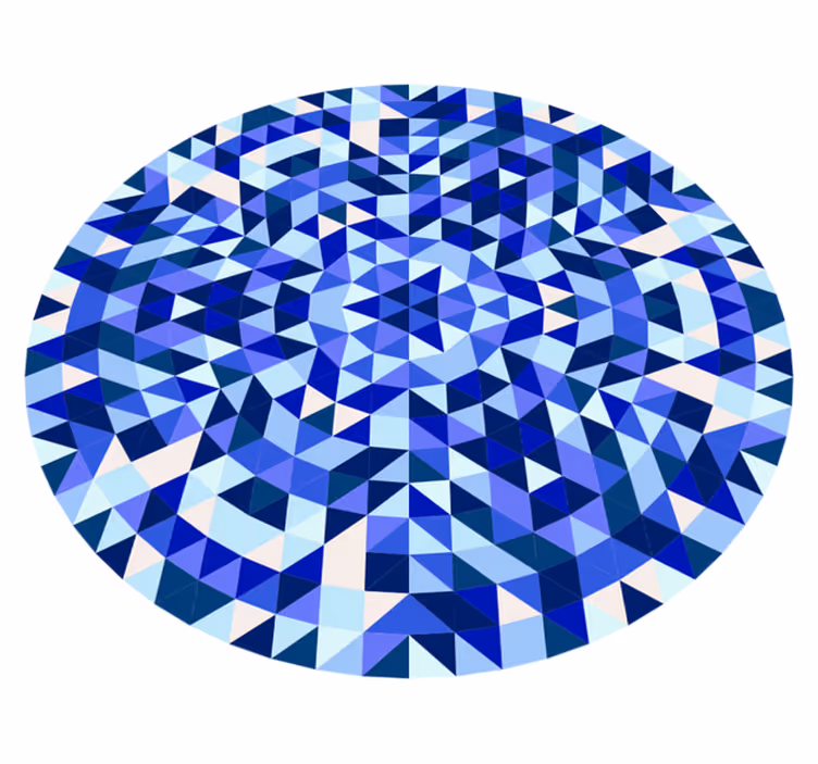 Alfombra vinílica geométrica patrón azul circular - TenVinilo