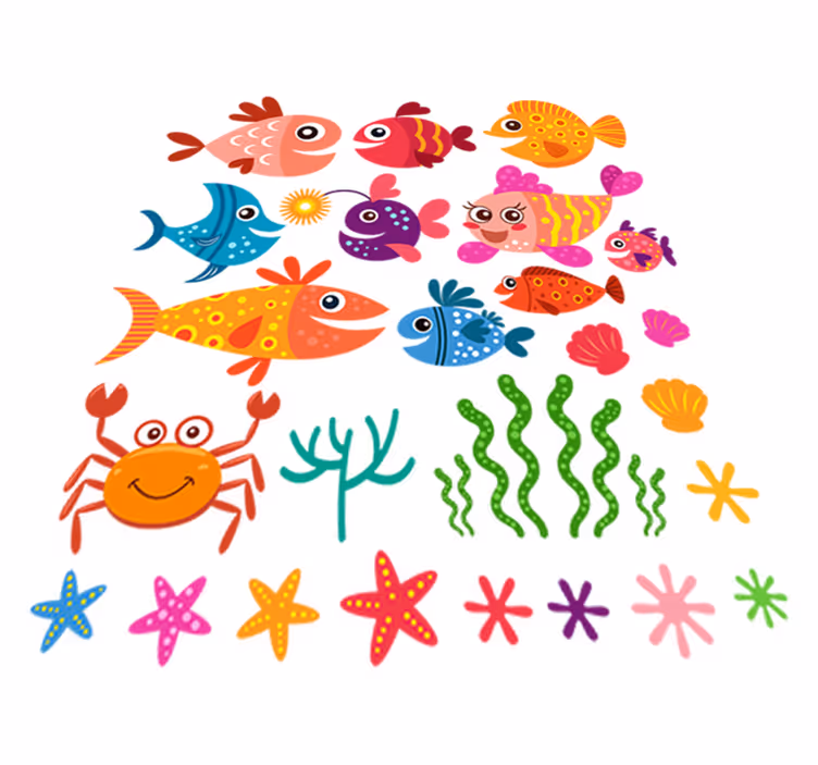 Alfombra vinílica infantil peces bebés coloridos - TenVinilo