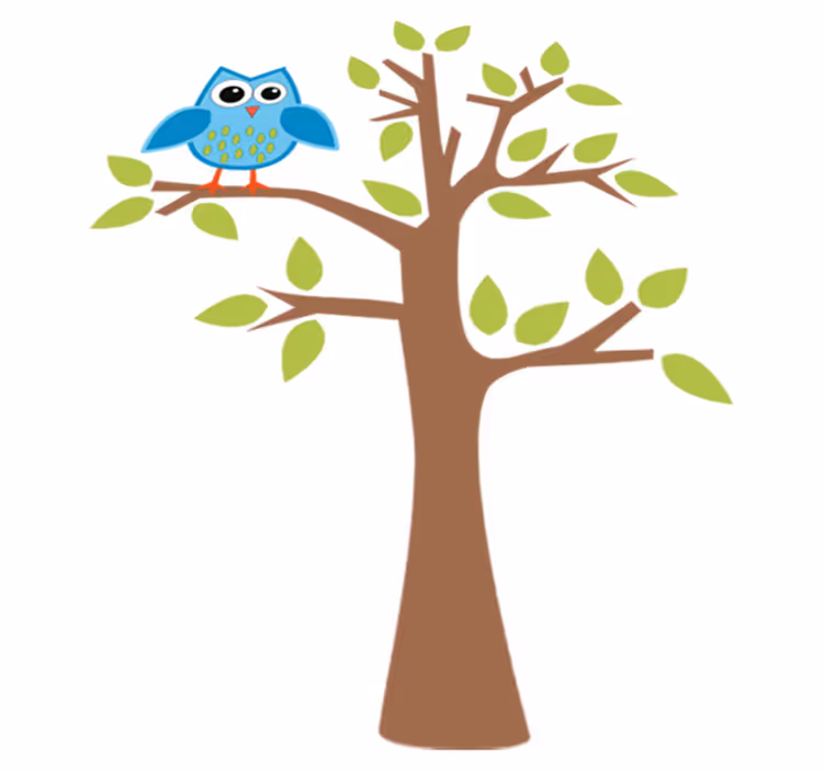 Alfombra vinílica infantil Árbol con búho azul - TenVinilo