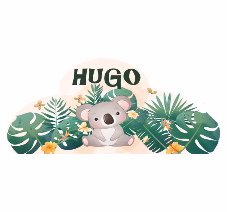 Alfombra vinílica infantil koala lindo para niño con nombre - TenVinilo