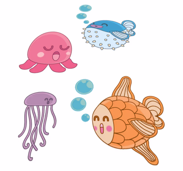Alfombra vinílica infantil sticker ilustración peces - TenVinilo