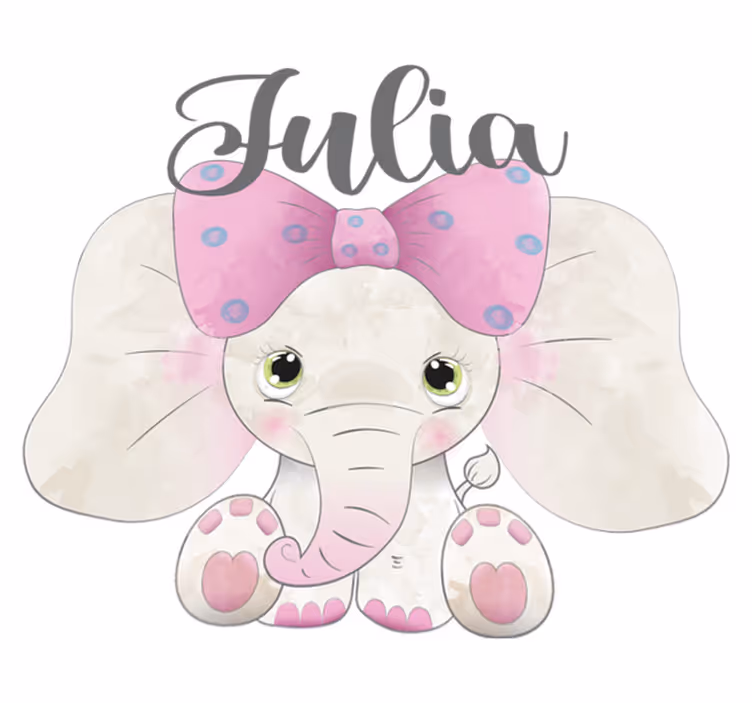 Alfombra vinílica infantil elefante con bebé y nombre - TenVinilo