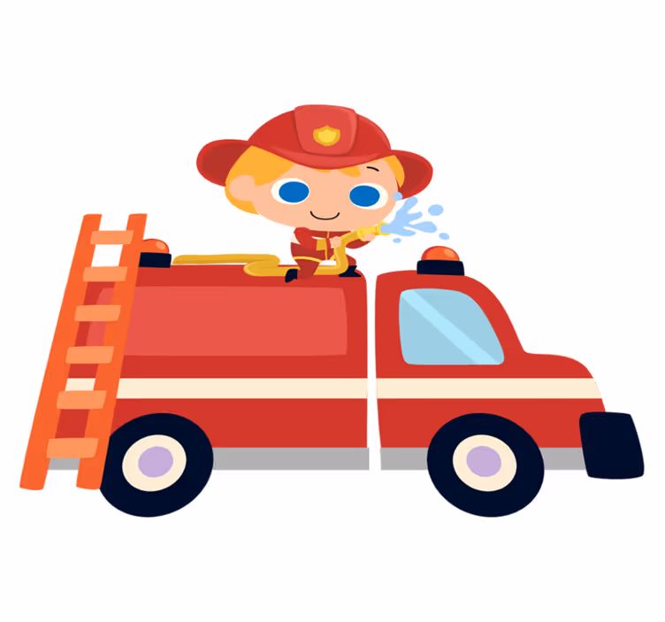Alfombra vinílica infantil coche de bomberos rojo - TenVinilo