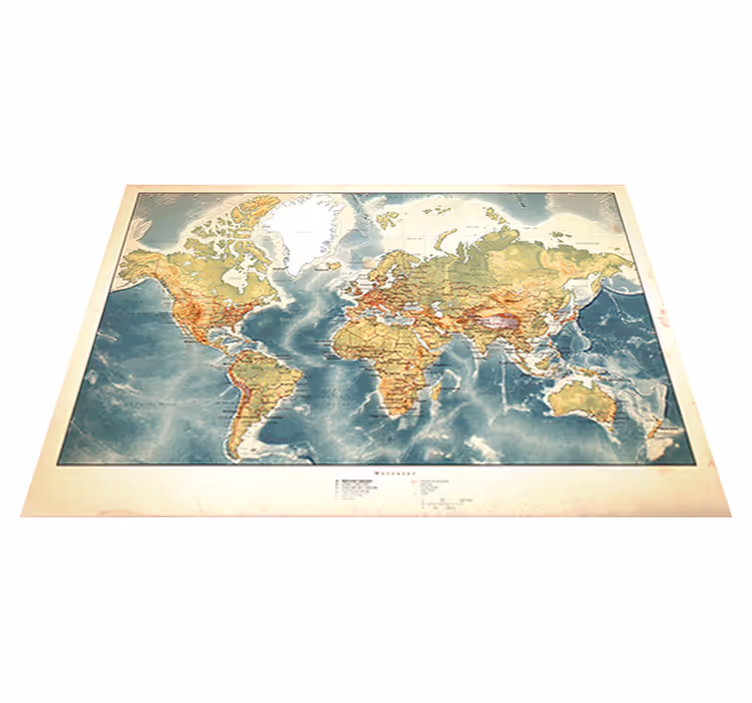 Alfombra vinílica mapamundi vinilo mapa del mundo viejo - TenVinilo