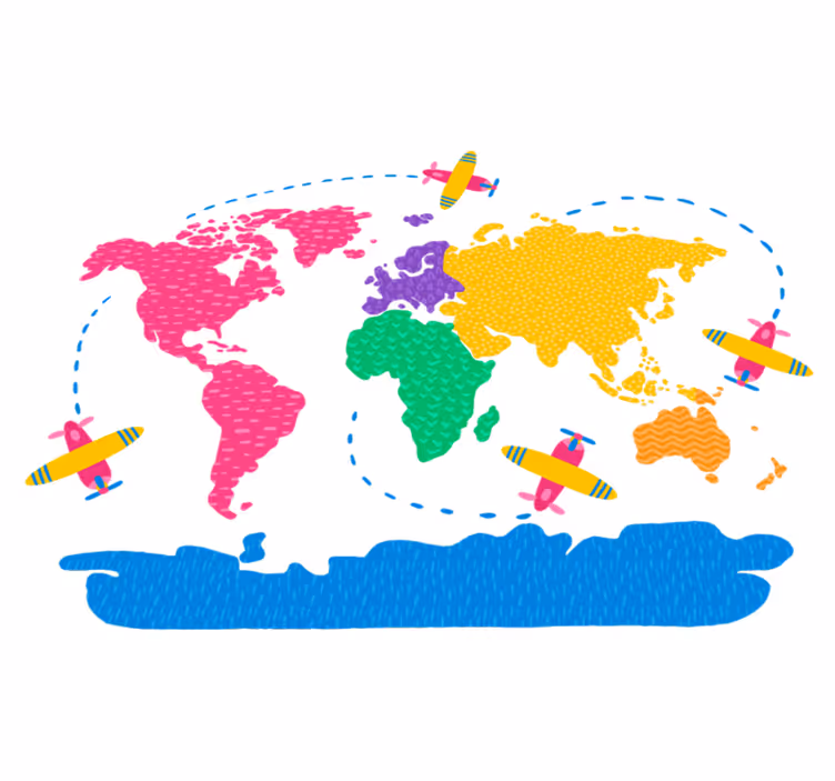 Alfombra vinílica mapamundi mapa de viajes - TenVinilo