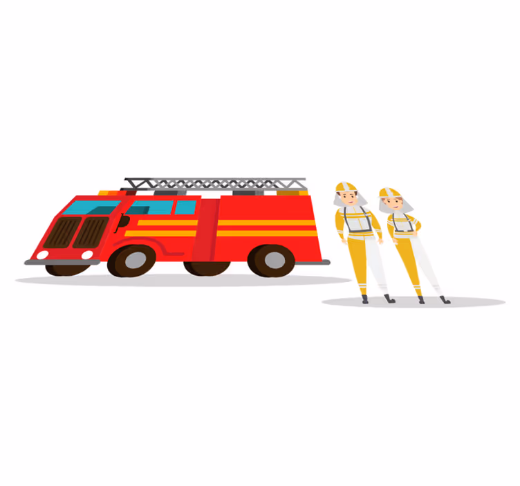 Alfombra vinílica infantil coche de bomberos hombre y mujer - TenVinilo