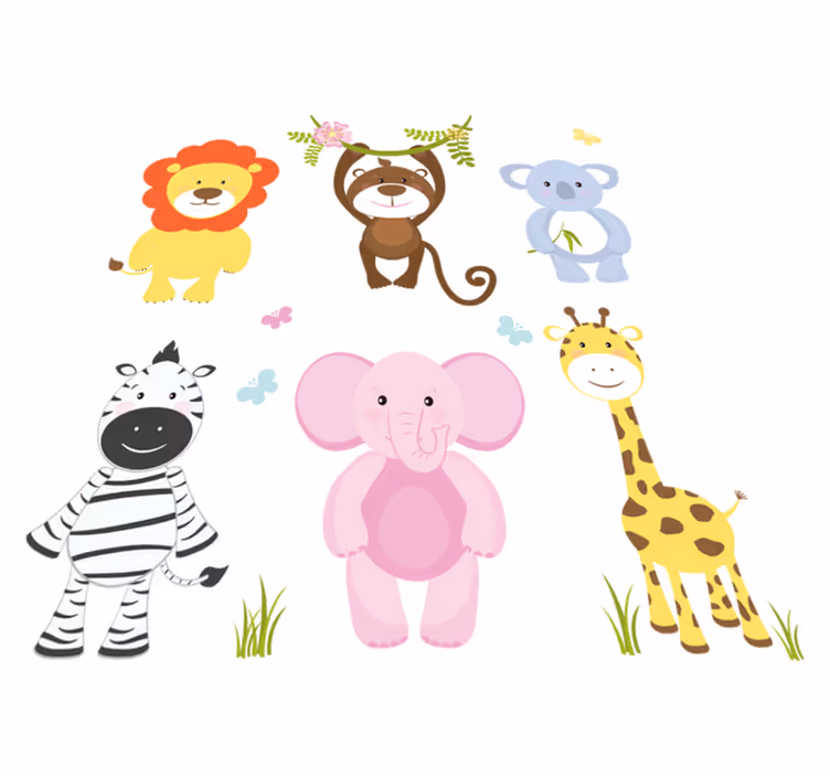 Alfombra vinílica infantil animales bebés coloridos - TenVinilo