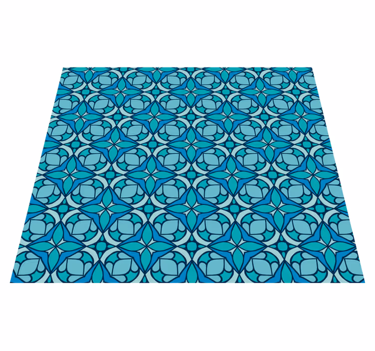 Alfombra vinílica baño papel pintado azul - TenVinilo