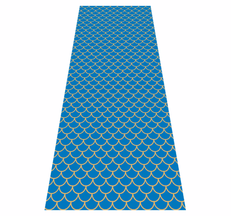 Alfombra vinílica baño patrón de escamas azules - TenVinilo