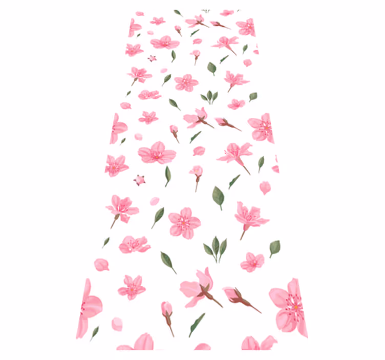 Alfombra vinílica baño flores de cerezo rosa acuarela - TenVinilo
