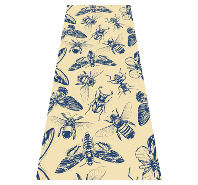 Alfombra vinílica baño diseño de abejas y mariposas - TenVinilo