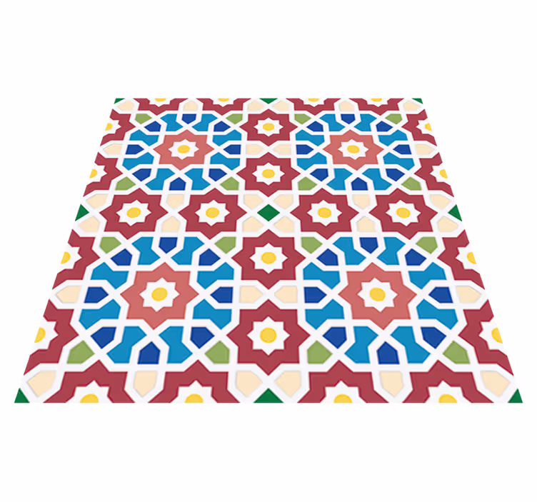 Alfombra vinílica baño azulejo hidráulico árabe - TenVinilo