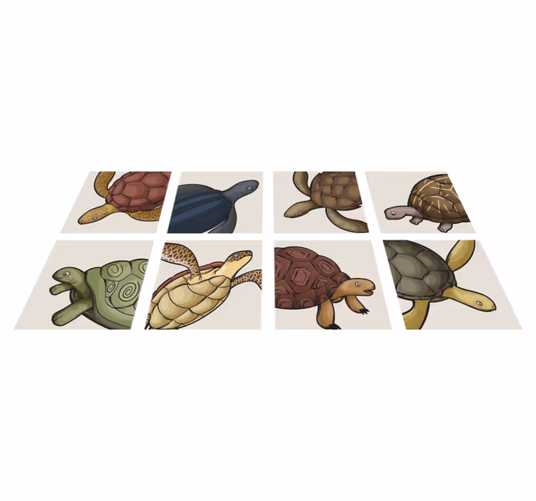 Alfombra vinílica baño baldosas de tortugas - TenVinilo
