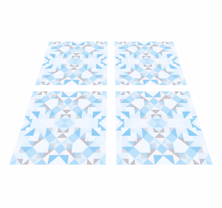 Alfombra vinílica baño pegatinas azulejos vintage azul gris - TenVinilo