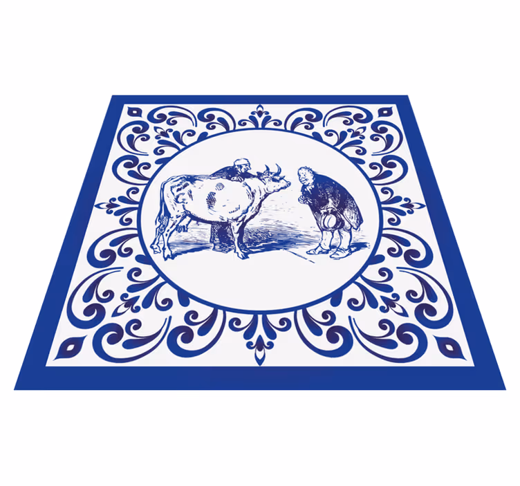 Alfombra vinílica cocina hombres y vaca - TenVinilo