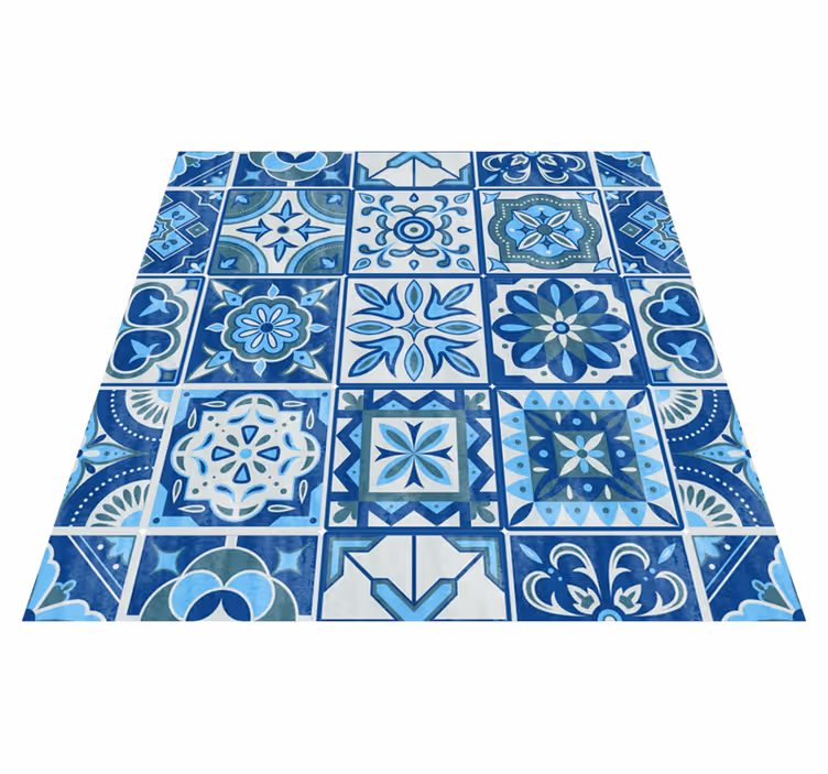 Alfombra vinílica cocina calcomanía azulejos talavera - TenVinilo