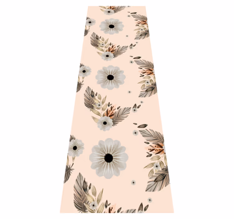 Alfombra vinílica dormitorio flores pastel rosas y negras - TenVinilo
