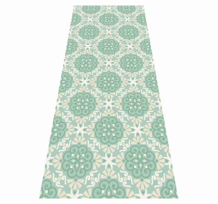 Alfombra vinílica dormitorio estampado floral verde nórdico - TenVinilo