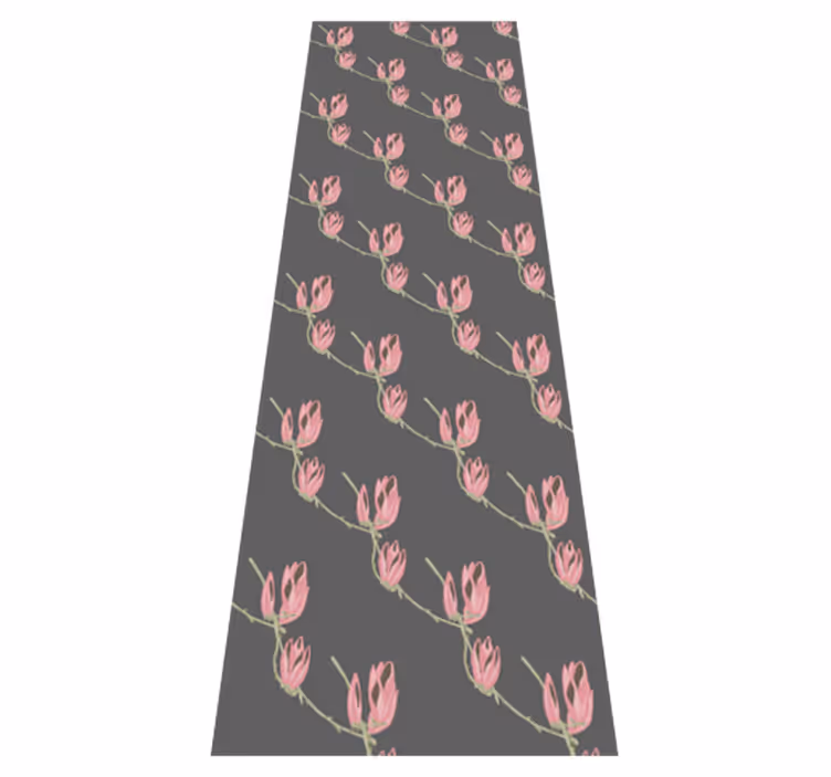 Alfombra vinílica dormitorio flores de magnolia gris - TenVinilo
